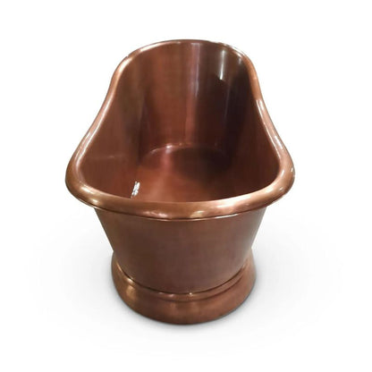 Coppersmith Creations Pedestal Single Slipper Copper Bathtub front view on a white background