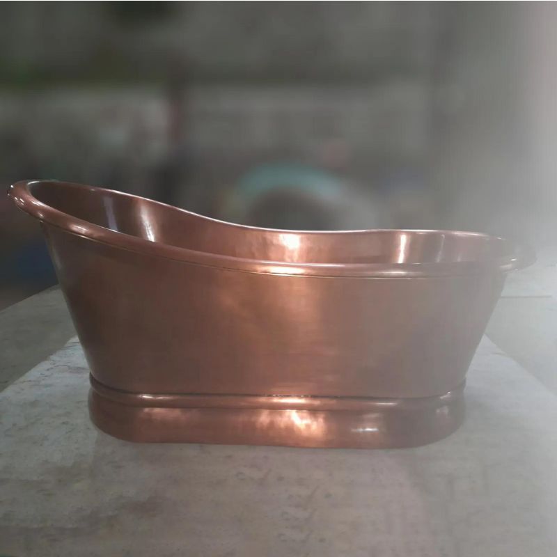 Coppersmith Creations Pedestal Single Slipper Copper Bathtub front view