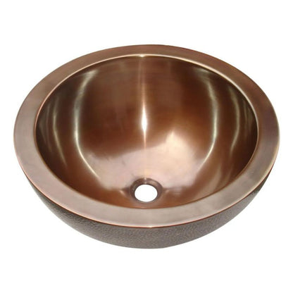 Coppersmith Creations Double Wall Round Copper Basin Outside Hammered Inside Smooth