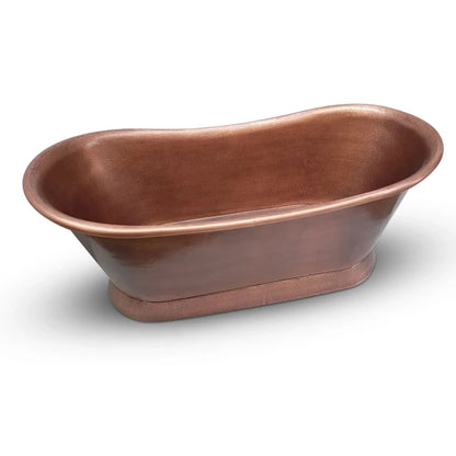 Coppersmith Creations Slanting Base Antique Copper Bathtub Hammered Finish & Roll Top Edge top angle view