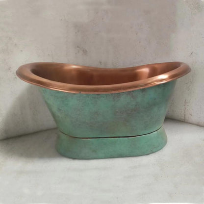 Coppersmith Creations Slanting Base Antique Copper Green Patina Basin