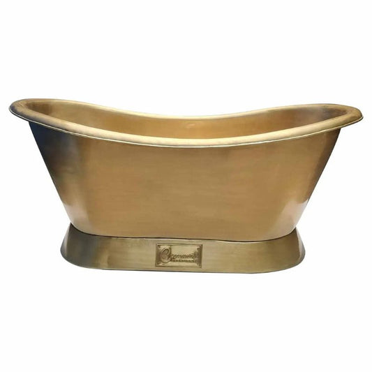 Coppersmith Creations Slanting Base Brass Bathtub Brushed Full Brass Finish 1680mm front view