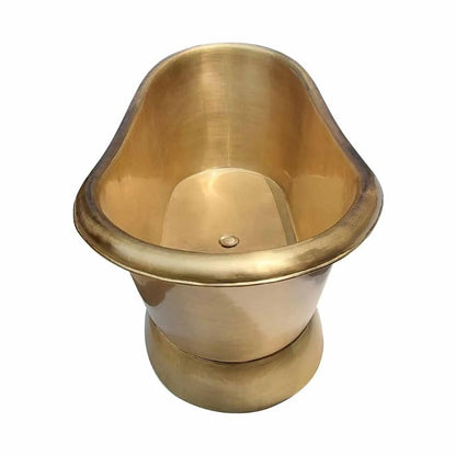 Coppersmith Creations Slanting Base Brass Bathtub Brushed Full Brass Finish 1680mm side view