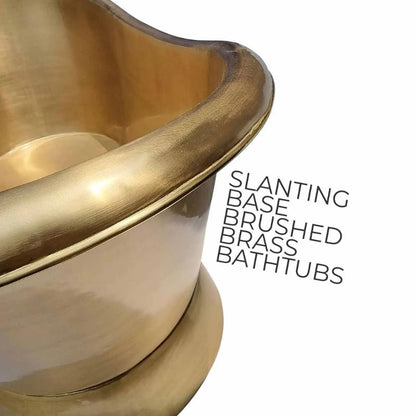 Coppersmith Creations Slanting Base Brass Bathtub Brushed Full Brass Finish 1680mm edge close view