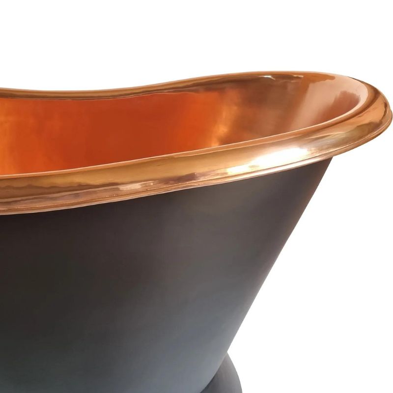 Coppersmith Creations Slanting Base Copper Bathtub Full Black Exterior 1680mm focus view