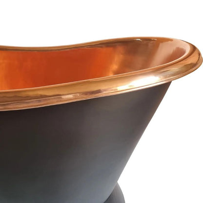 Coppersmith Creations Slanting Base Copper Bathtub Full Black Exterior 1680mm focus view