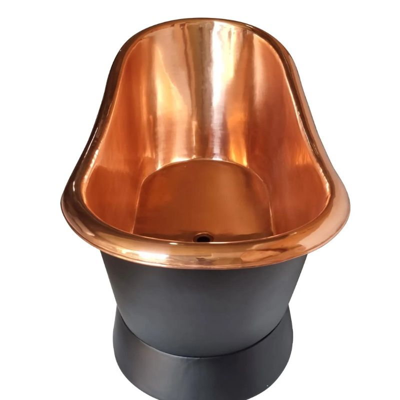 Coppersmith Creations Slanting Base Copper Bathtub Full Black Exterior 1680mm side view