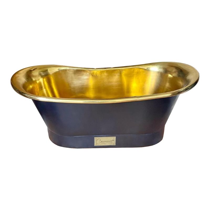 Coppersmith Creations Straight Base Brass Bathtub Black Outside 1700mm