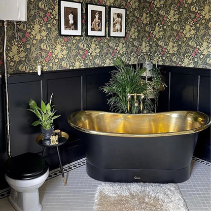 Coppersmith Creations Straight Base Brass Bathtub Black Outside 1700mm front view