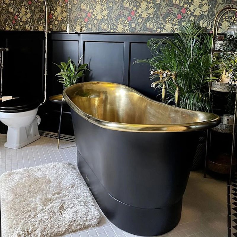 Coppersmith Creations Straight Base Brass Bathtub Black Outside 1700mm side view