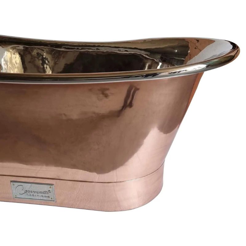 Coppersmith Creations Straight Base Copper Bath Nickel Inside 1500/1700mm front right half view