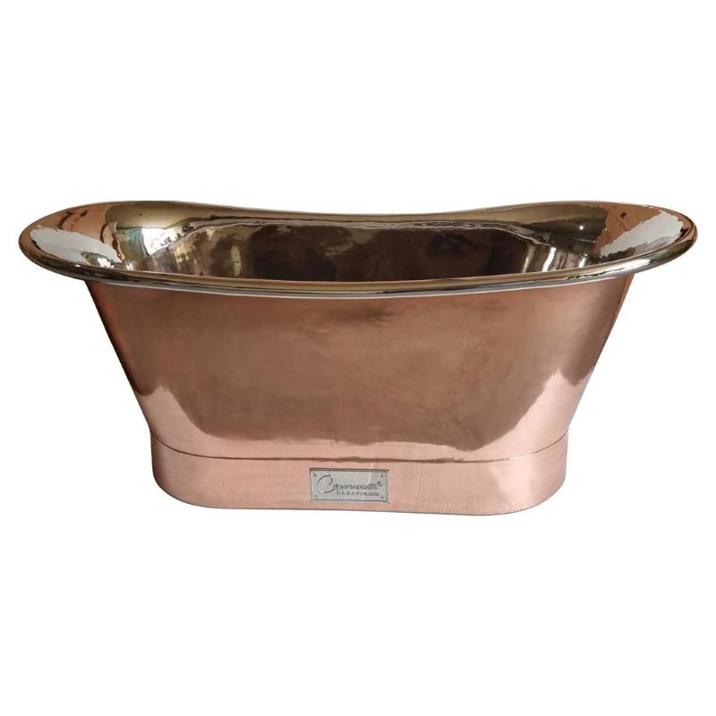 Coppersmith Creations Straight Base Copper Bath Nickel Inside 1500/1700mm front view