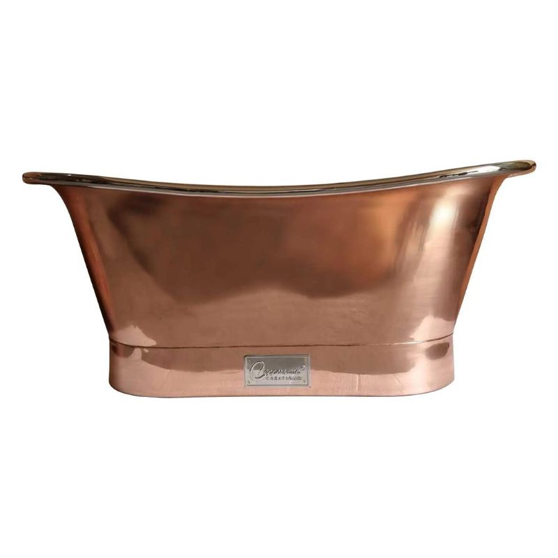 Coppersmith Creations Straight Base Copper Bath Nickel Inside 1500/1700mm front view