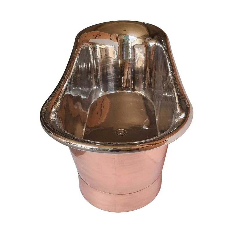 Coppersmith Creations Straight Base Copper Bath Nickel Inside 1500/1700mm side top view