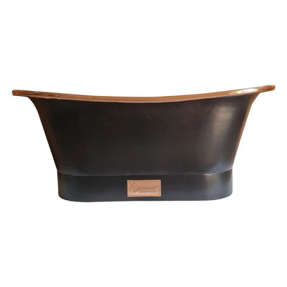 Coppersmith Creations Straight Base Copper Bathtub Black Outside 1700mm front view with 