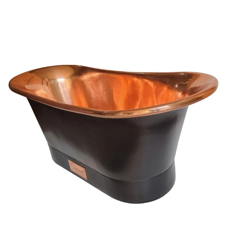 Coppersmith Creations Straight Base Copper Bathtub Black Outside 1700mm angled view 