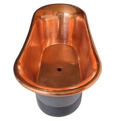 Coppersmith Creations Straight Base Copper Bathtub Black Outside 1700mm top view