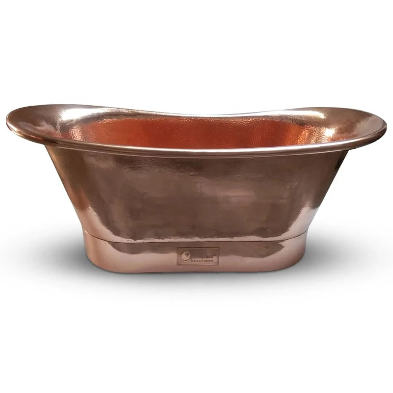 Coppersmith Creations Straight Base Copper Bathtub Hammered Full Copper 1700mm front view