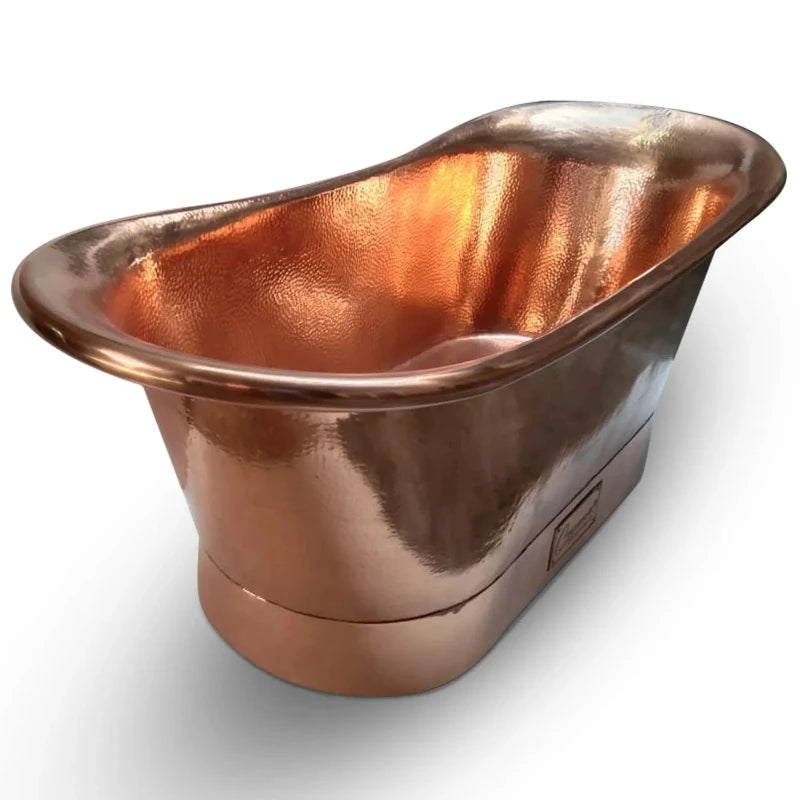 Coppersmith Creations Straight Base Copper Bathtub Hammered Full Copper 1700mm angle view