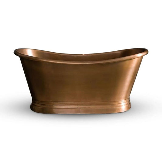 Slanted Cascading Base Copper Bathtub Full Antique Finish front view