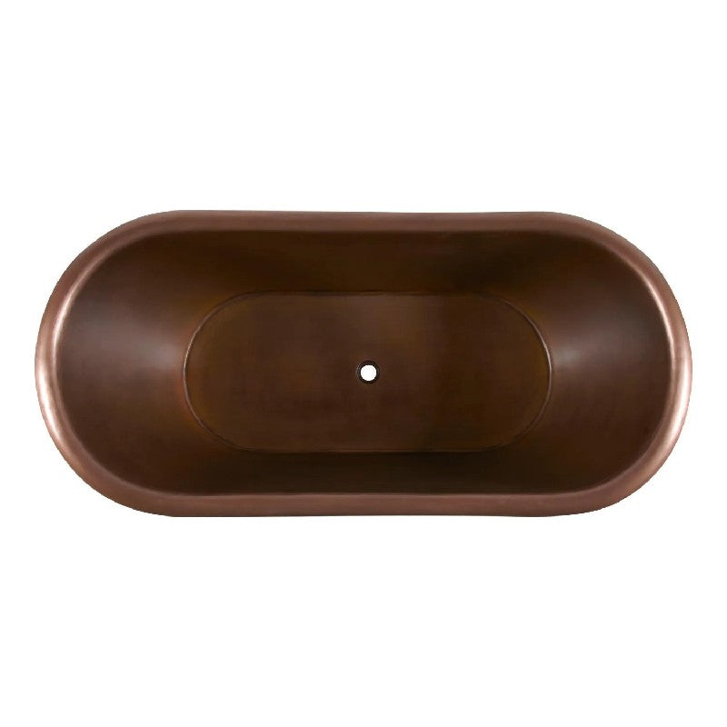 Coppersmith Creations Smooth Double Slipper Copper Bathtub 1680mm / 1830mm top view