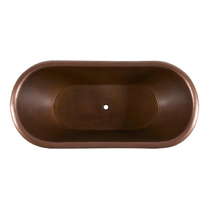 Coppersmith Creations Smooth Double Slipper Copper Bathtub 1680mm / 1830mm top view