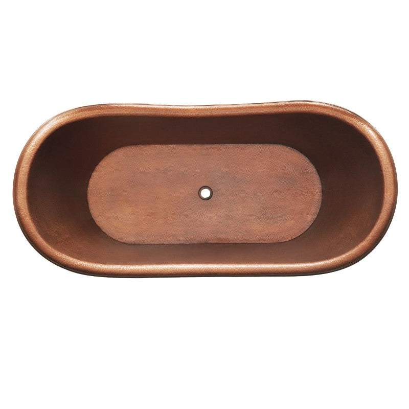 Coppersmith Creations Hammered Antique Finish Copper Freestanding Tub 1680mm/1830mm top view