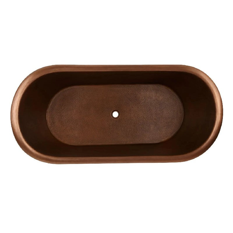 Coppersmith Creations Hammered Clawfoot Copper Bathtub Antique Finish Interior & Exterior 1680mm / 1830mm topview