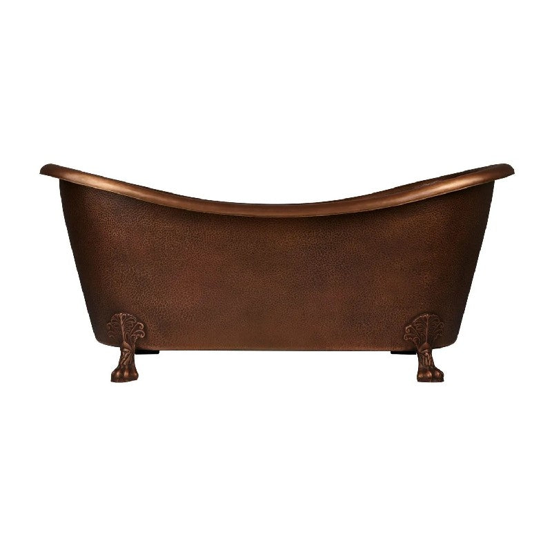 Coppersmith Creations Hammered Clawfoot Copper Bathtub Antique Finish Interior & Exterior 1680mm / 1830mm in white background sideview