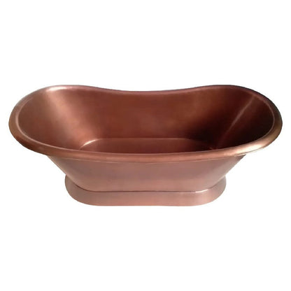 Coppersmith Creations Slanting Base Copper Bath Plain Antique Finish 1680mm topview in white background 