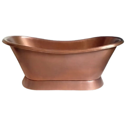 Coppersmith Creations Slanting Base Copper Bath Plain Antique Finish 1680mm in white background  sideview