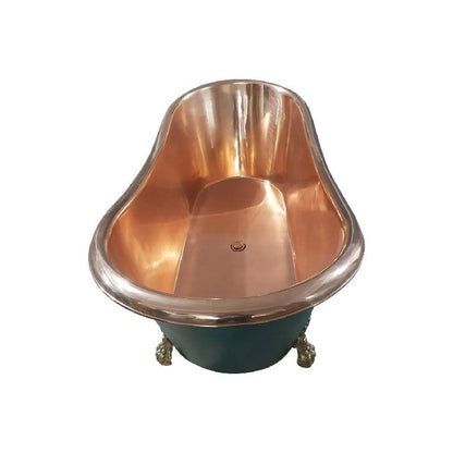 Coppersmith Creations Clawfoot Copper Bathtub RAL 6004 Blue-Green Exterior 1830mm top side view