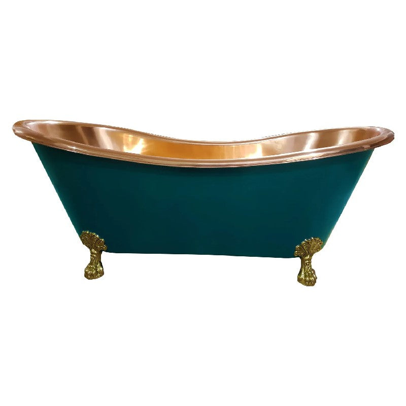 Coppersmith Creations Clawfoot Copper Bathtub RAL 6004 Blue-Green Exterior 1830mm