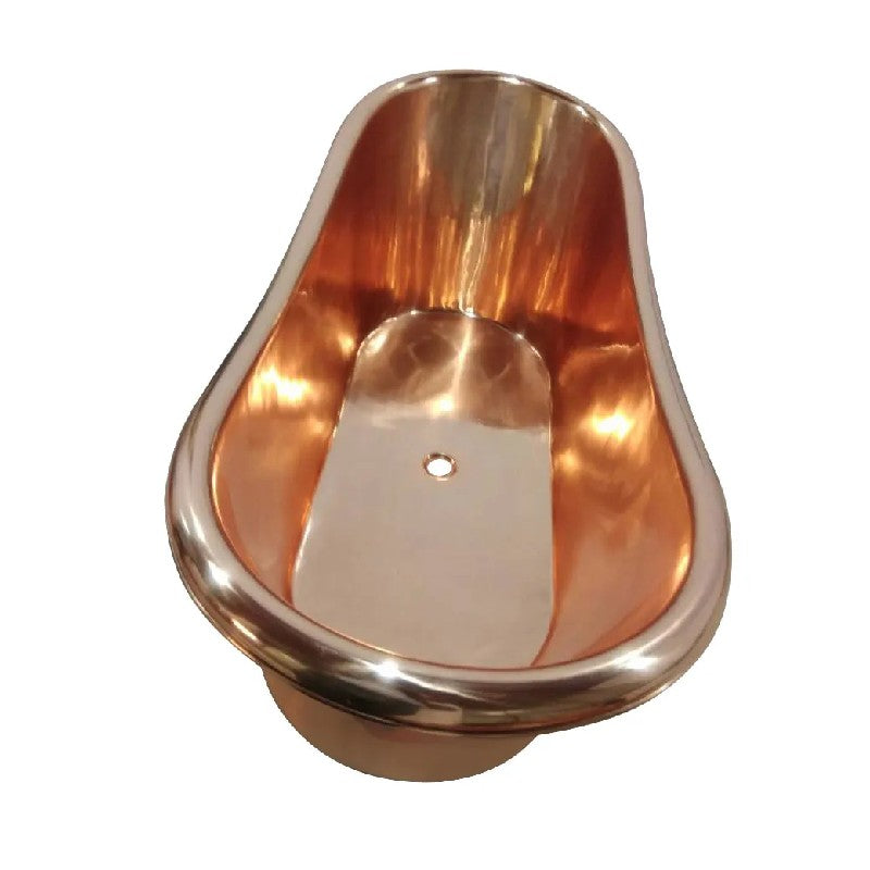 Coppersmith Creations Slanting Base Copper Bathtub Full Shining Copper Finish 1680mm top long view