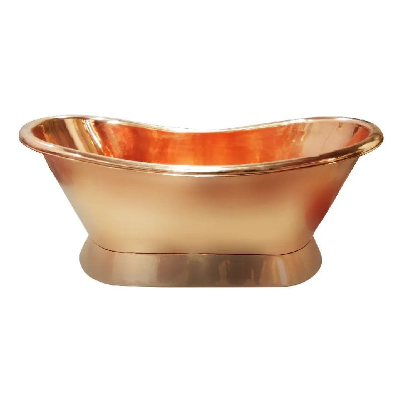 Coppersmith Creations Slanting Base Copper Bathtub Full Shining Copper Finish 1680mm front view