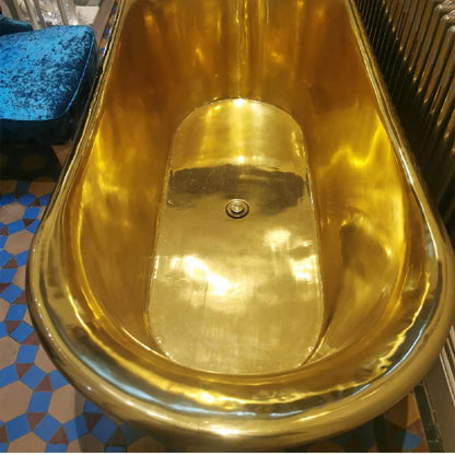 Coppersmith Creations Straight Base Brass Bathtub Full Polished Brass Finish 1700mm top view