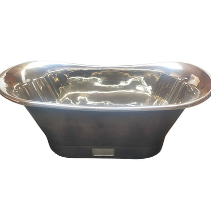 Straight Base Copper Bathtub Nickel Interior Finish & Patinated Lead Finish Exterior 1700mm top view