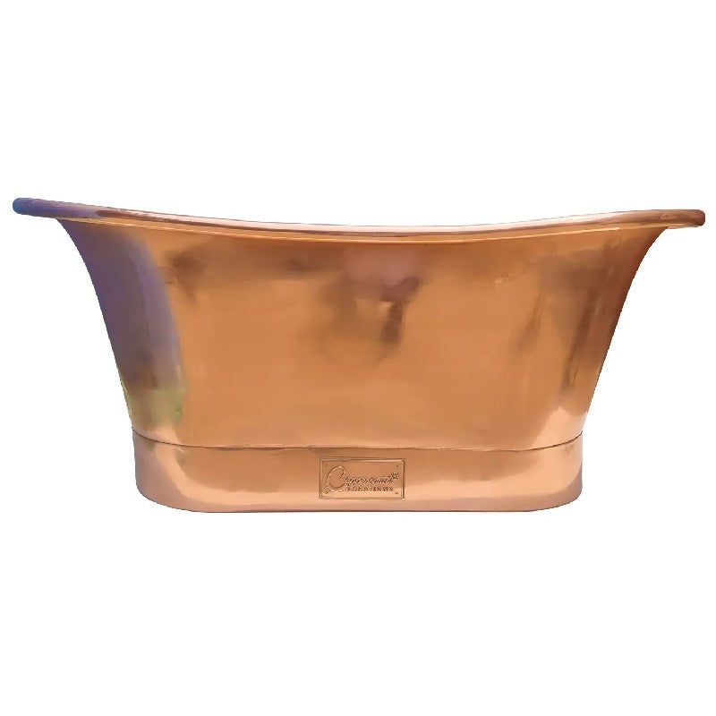 Coppersmith Creations Straight Base Copper Bathtub Full Polish Copper Finish 1700mm front view