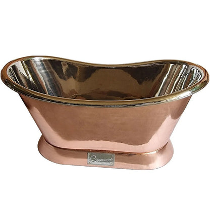 Coppersmith Creations Slanting Base Copper Bathtub Nickel Inside & Polish Copper Outside 1680mm in front view 