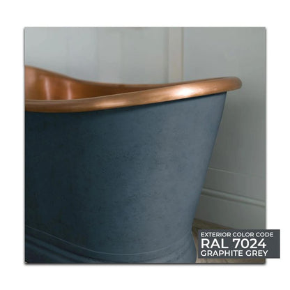 Coppersmith Creations Bathtub RAL 7024 Graphite Grey Exterior & Antique Copper Finish Interior side view