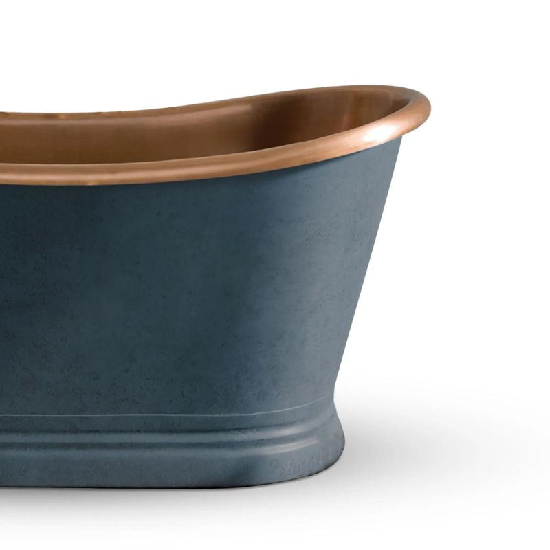 Coppersmith Creations Bathtub RAL 7024 Graphite Grey Exterior & Antique Copper Finish Interior front right view