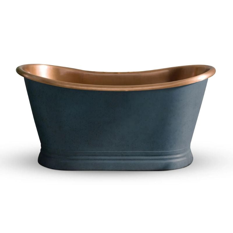 Coppersmith Creations Bathtub RAL 7024 Graphite Grey Exterior & Antique Copper Finish Interior front view